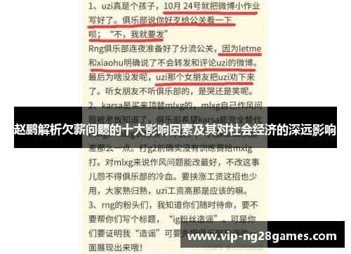赵鹏解析欠薪问题的十大影响因素及其对社会经济的深远影响